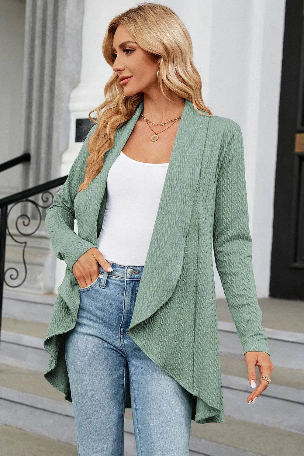 Bona Fide Fashion - Open Front Long Sleeve Cardigan - Women Fashion - Bona Fide Fashion