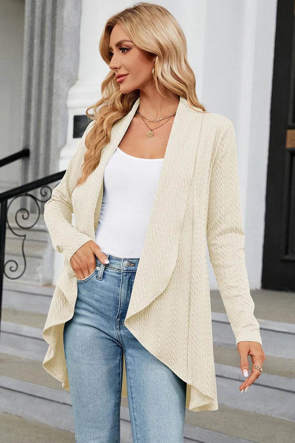 Bona Fide Fashion - Open Front Long Sleeve Cardigan - Women Fashion - Bona Fide Fashion