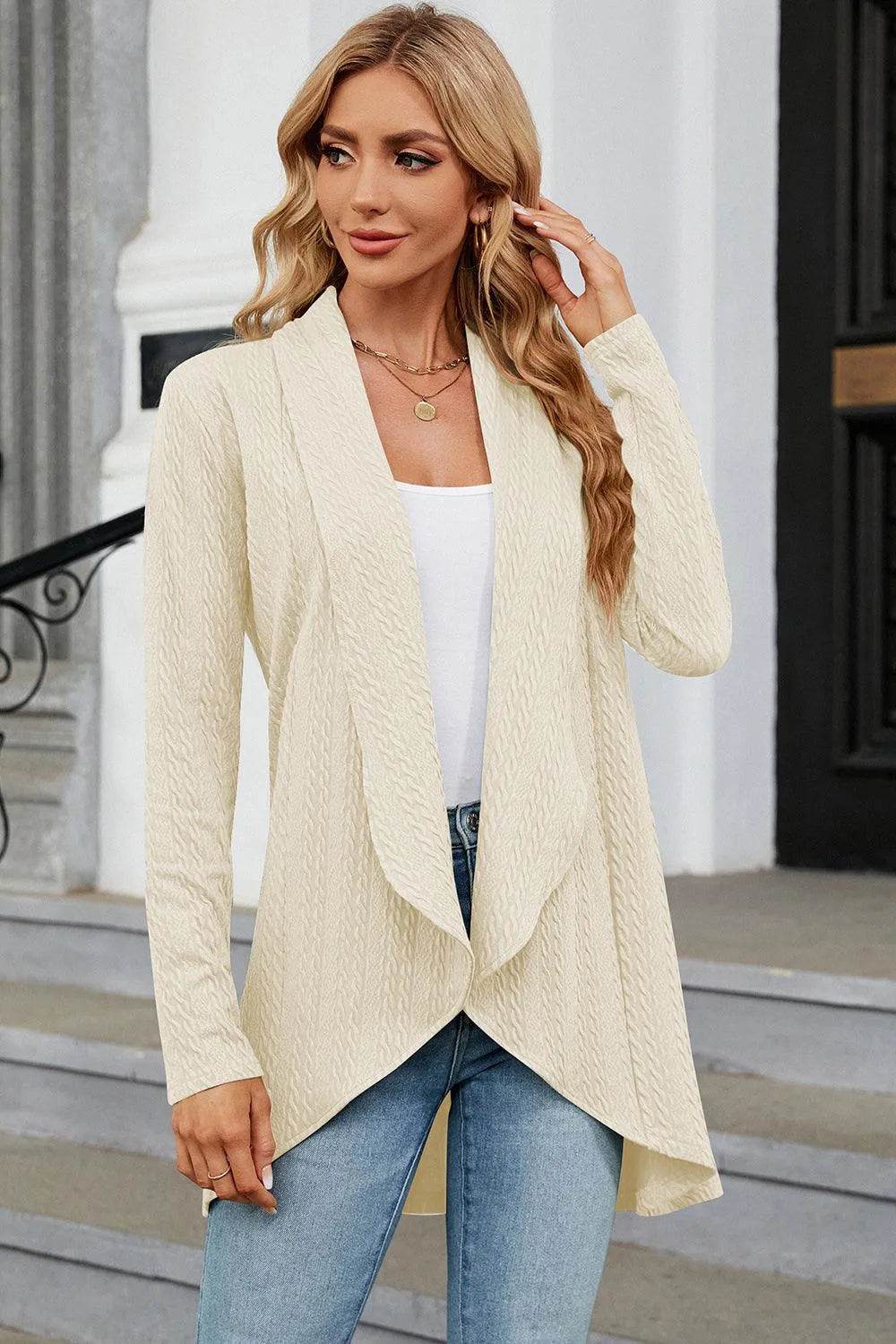 Bona Fide Fashion - Open Front Long Sleeve Cardigan - Women Fashion - Bona Fide Fashion