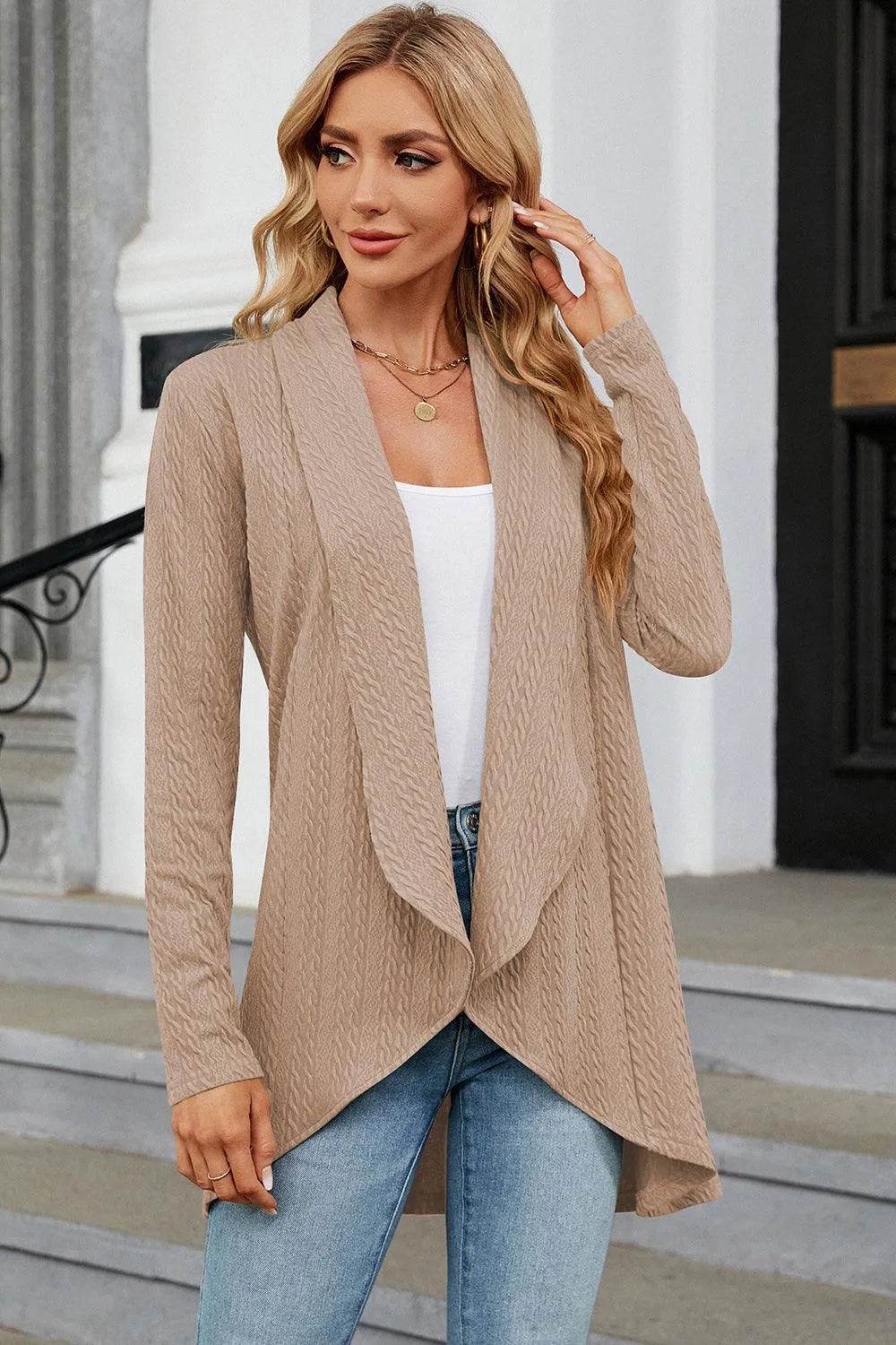 Bona Fide Fashion - Open Front Long Sleeve Cardigan - Women Fashion - Bona Fide Fashion