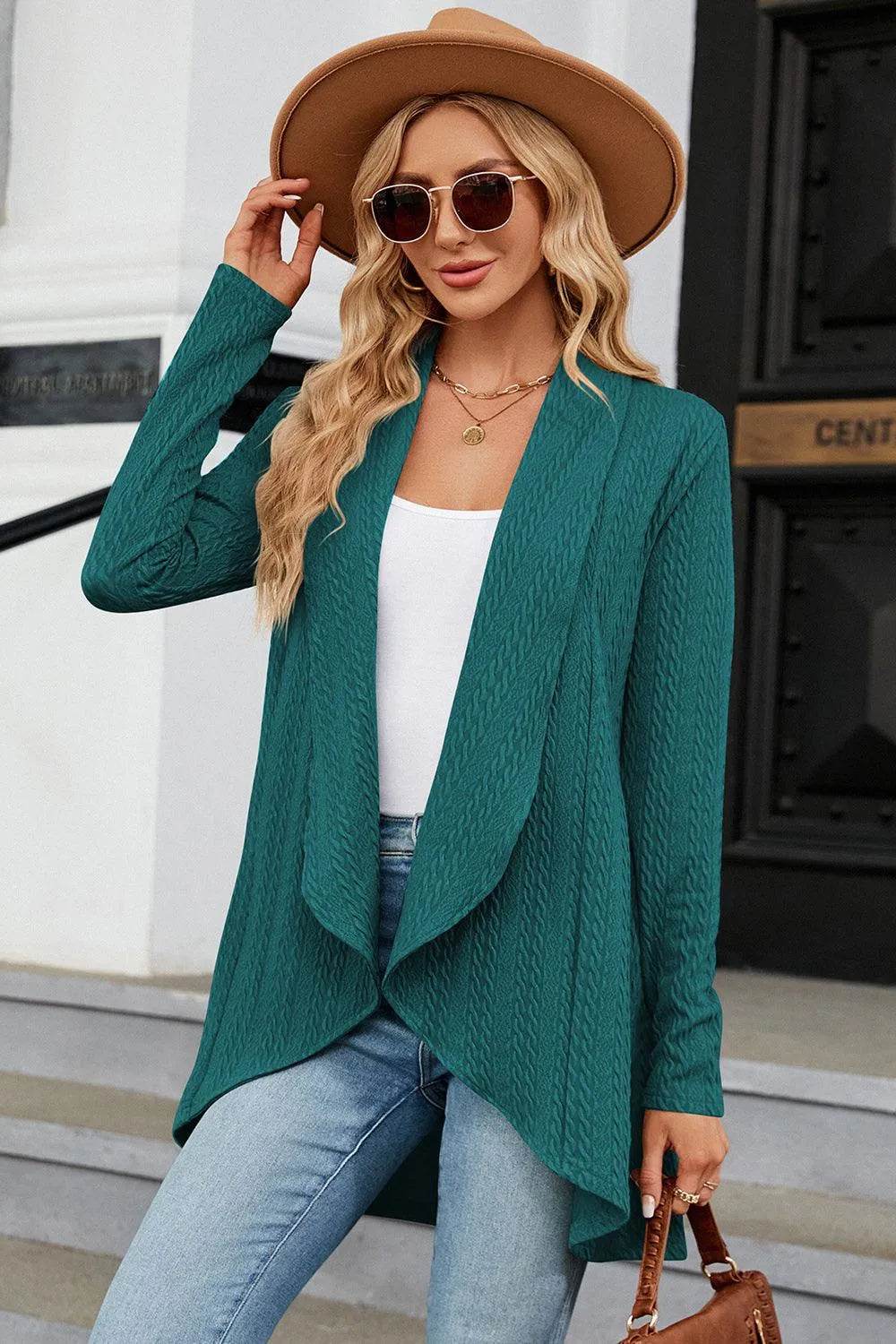 Bona Fide Fashion - Open Front Long Sleeve Cardigan - Women Fashion - Bona Fide Fashion