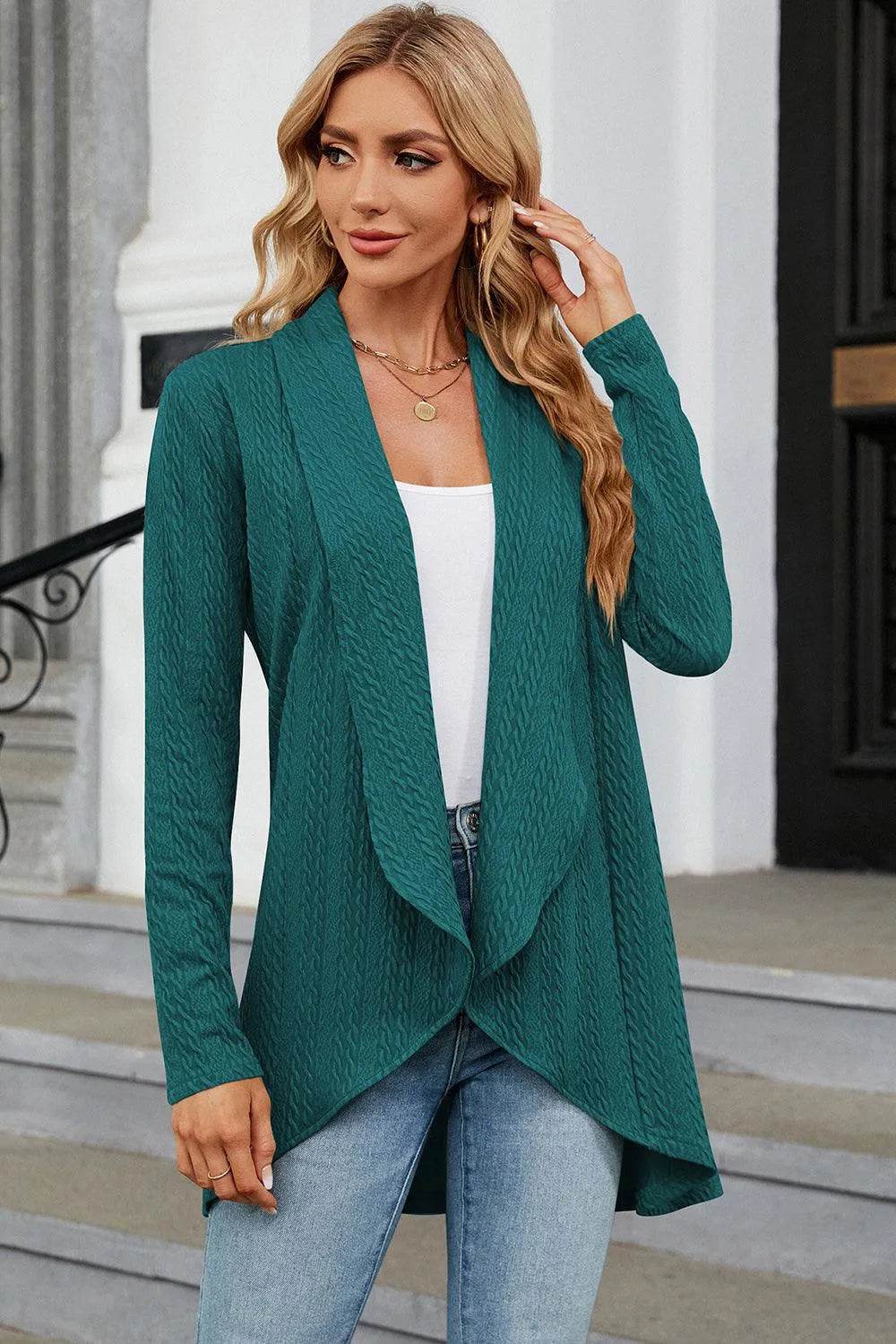 Bona Fide Fashion - Open Front Long Sleeve Cardigan - Women Fashion - Bona Fide Fashion