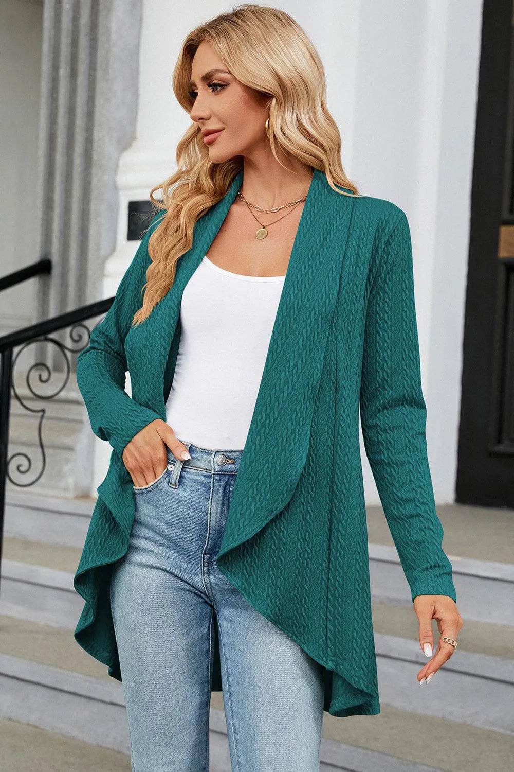 Bona Fide Fashion - Open Front Long Sleeve Cardigan - Women Fashion - Bona Fide Fashion