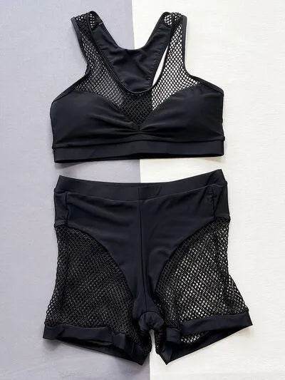 Bona Fide Fashion - Openwork Sleeveless Top and Shorts Swim Set - Women Fashion - Bona Fide Fashion