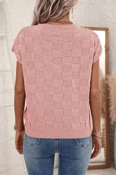 Bona Fide Fashion - Plaid Pocketed Round Neck Sweater - Women Fashion - Bona Fide Fashion
