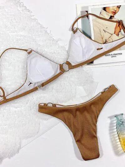 Bona Fide Fashion - Plunge Spaghetti Strap Swim Set - Women Fashion - Bona Fide Fashion