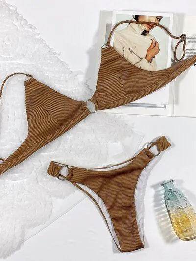 Bona Fide Fashion - Plunge Spaghetti Strap Swim Set - Women Fashion - Bona Fide Fashion