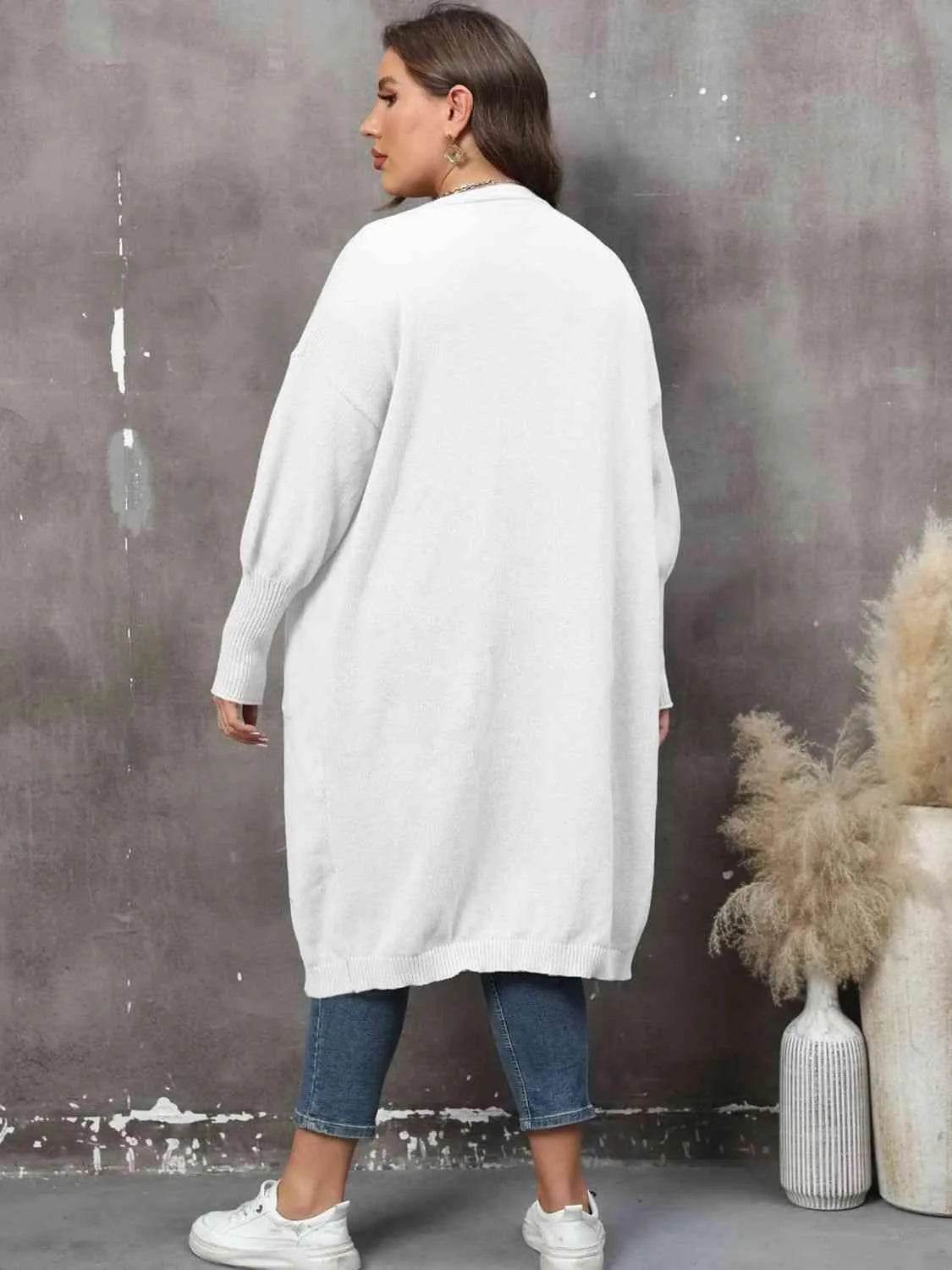 Bona Fide Fashion - Plus Size Long Sleeve Pocketed Cardigan - Women Fashion - Bona Fide Fashion