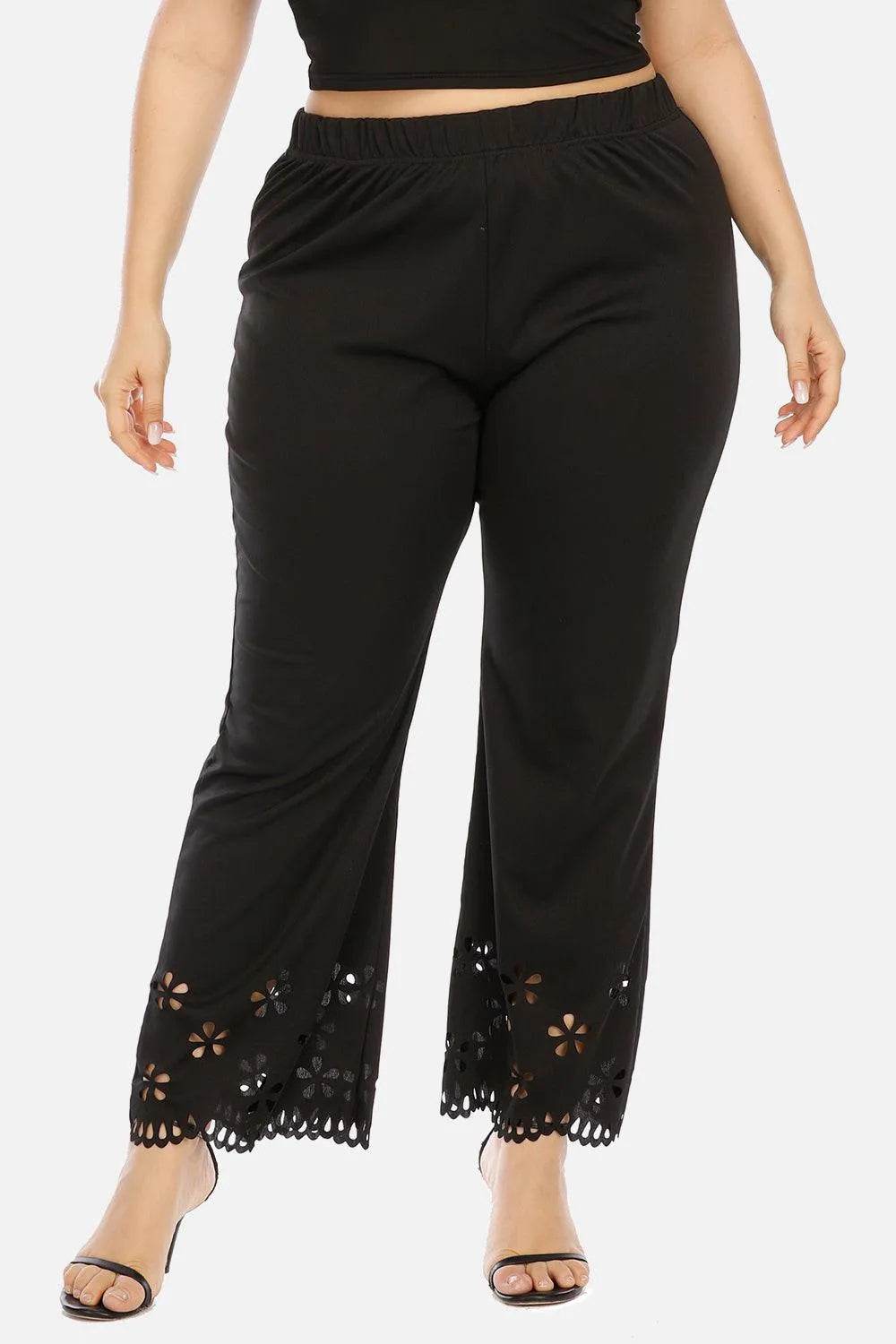 Bona Fide Fashion - Plus Size Openwork Detail Pants - Women Fashion - Bona Fide Fashion