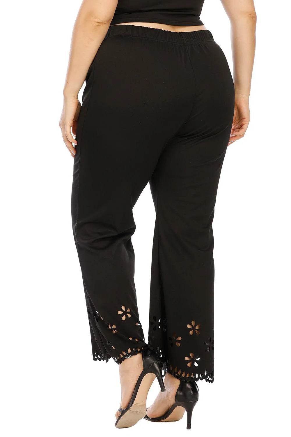 Bona Fide Fashion - Plus Size Openwork Detail Pants - Women Fashion - Bona Fide Fashion