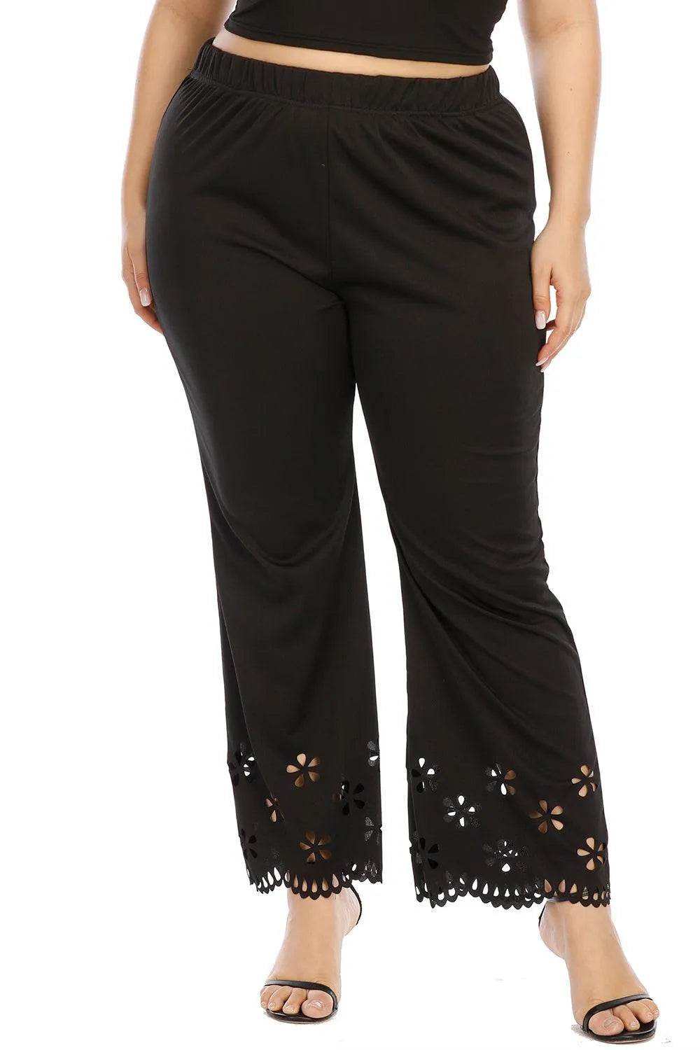 Bona Fide Fashion - Plus Size Openwork Detail Pants - Women Fashion - Bona Fide Fashion