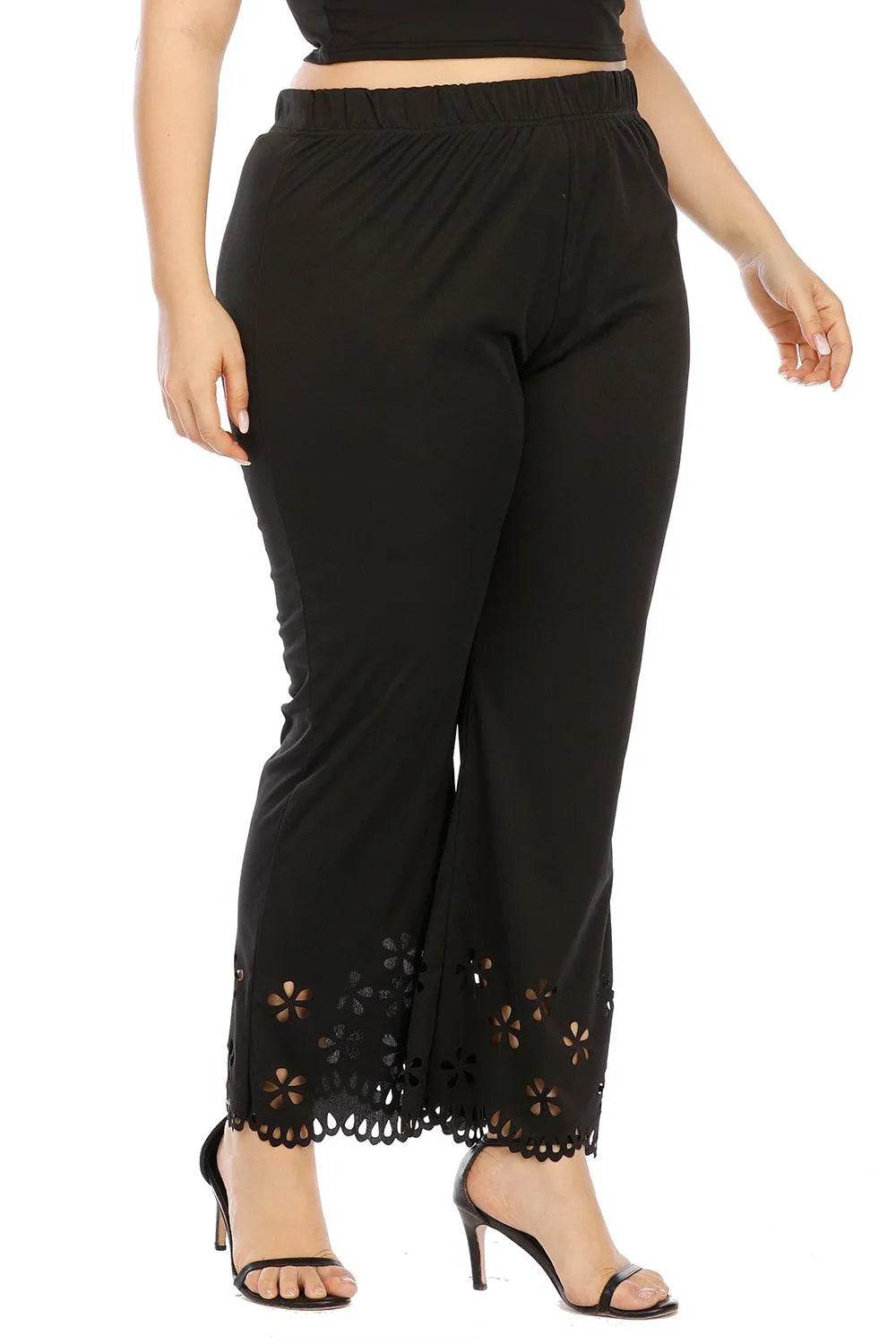 Bona Fide Fashion - Plus Size Openwork Detail Pants - Women Fashion - Bona Fide Fashion