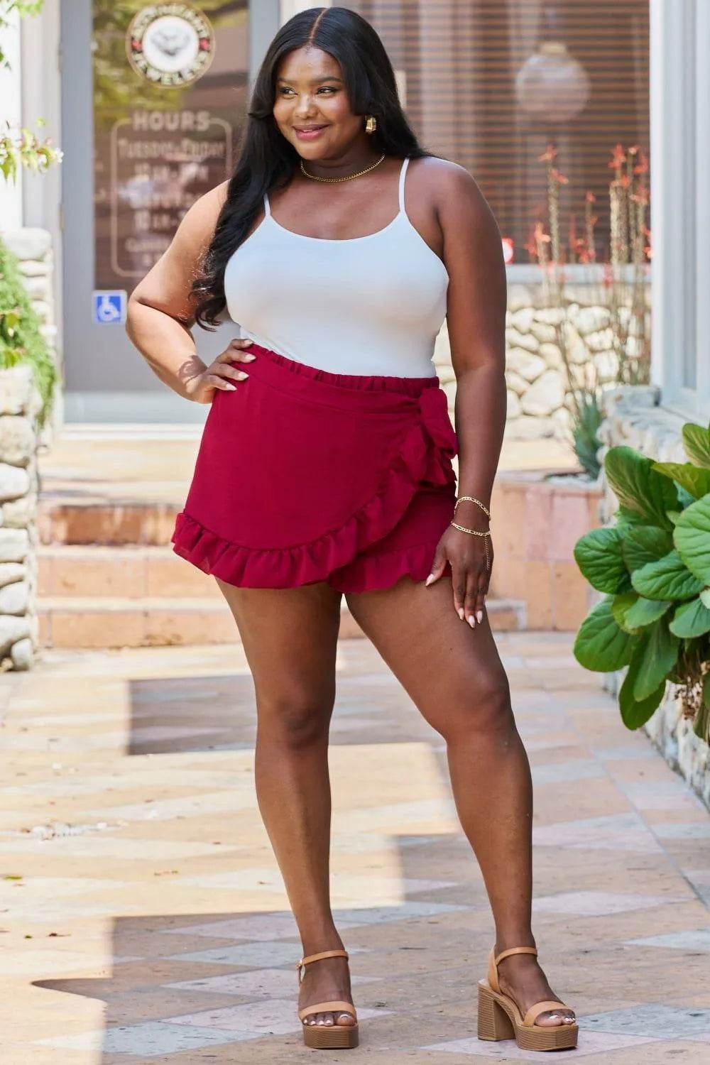 Bona Fide Fashion - Plus Size Ruffled Hem Skort - Women Fashion - Bona Fide Fashion