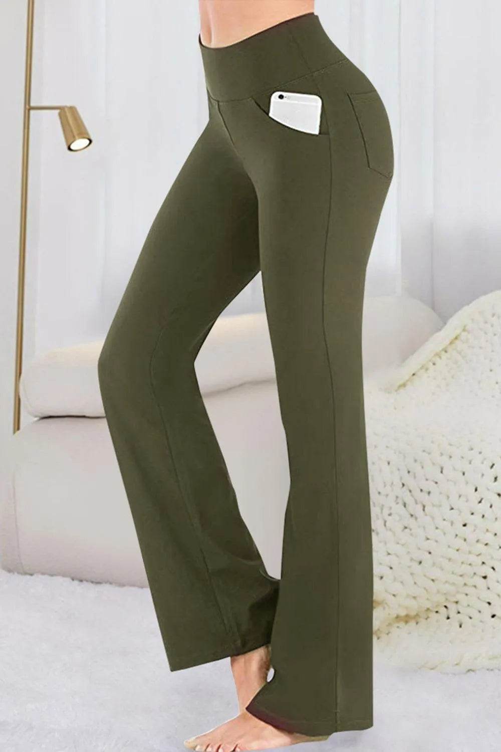 Bona Fide Fashion - Pocketed High Waist Active Pants - Women Fashion - Bona Fide Fashion