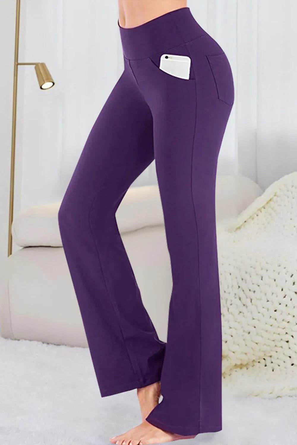 Bona Fide Fashion - Pocketed High Waist Active Pants - Women Fashion - Bona Fide Fashion