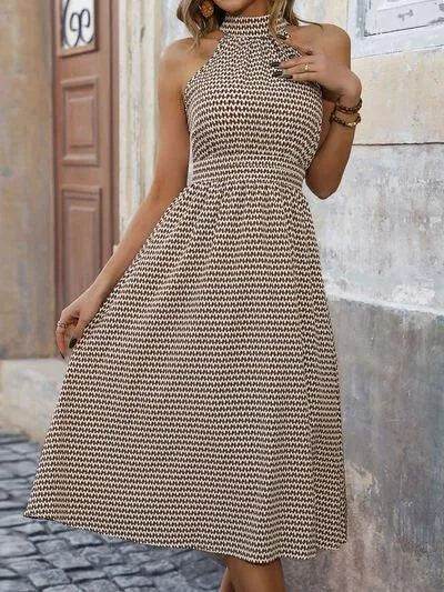 Printed Grecian Neck Midi Dress – Flowing Style with a Statement Print | Bona Fide Fashion - Bona Fide Fashion