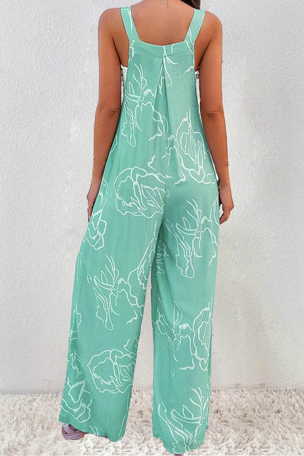 Bona Fide Fashion - Printed Wide Strap Jumpsuit - Women Fashion - Bona Fide Fashion