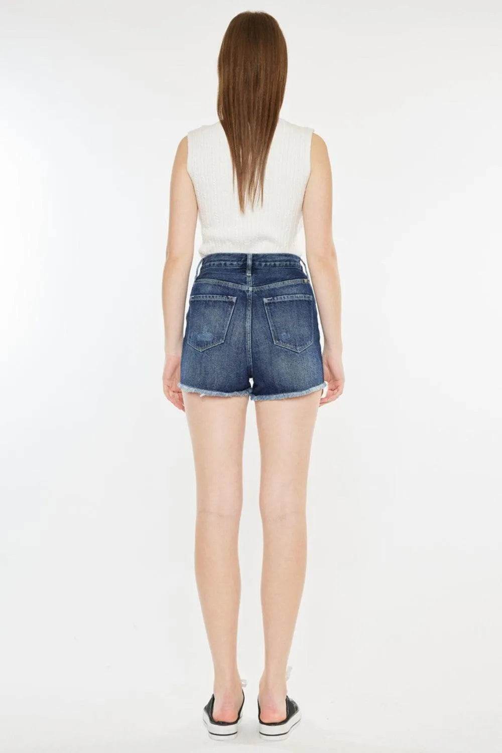 Bona Fide Fashion - Raw Hem Button Fly Denim Shorts - Women Fashion - Bona Fide Fashion