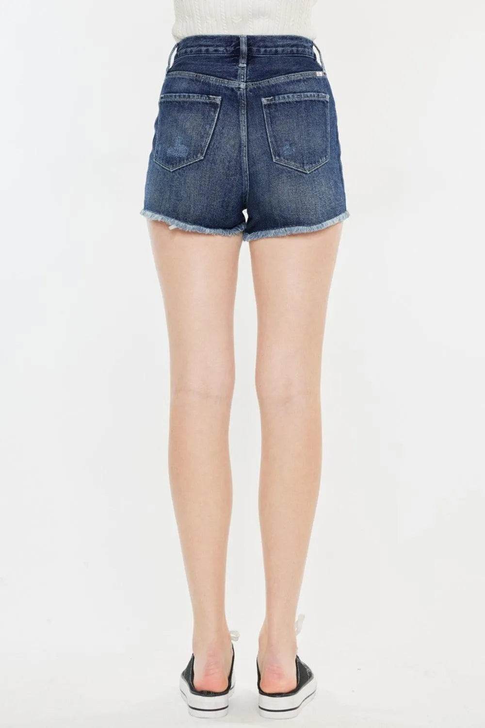 Bona Fide Fashion - Raw Hem Button Fly Denim Shorts - Women Fashion - Bona Fide Fashion