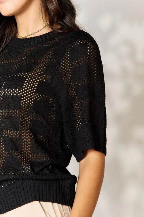 Bona Fide Fashion - Ribbed Trim Round Neck Knit Top - Women Fashion - Bona Fide Fashion