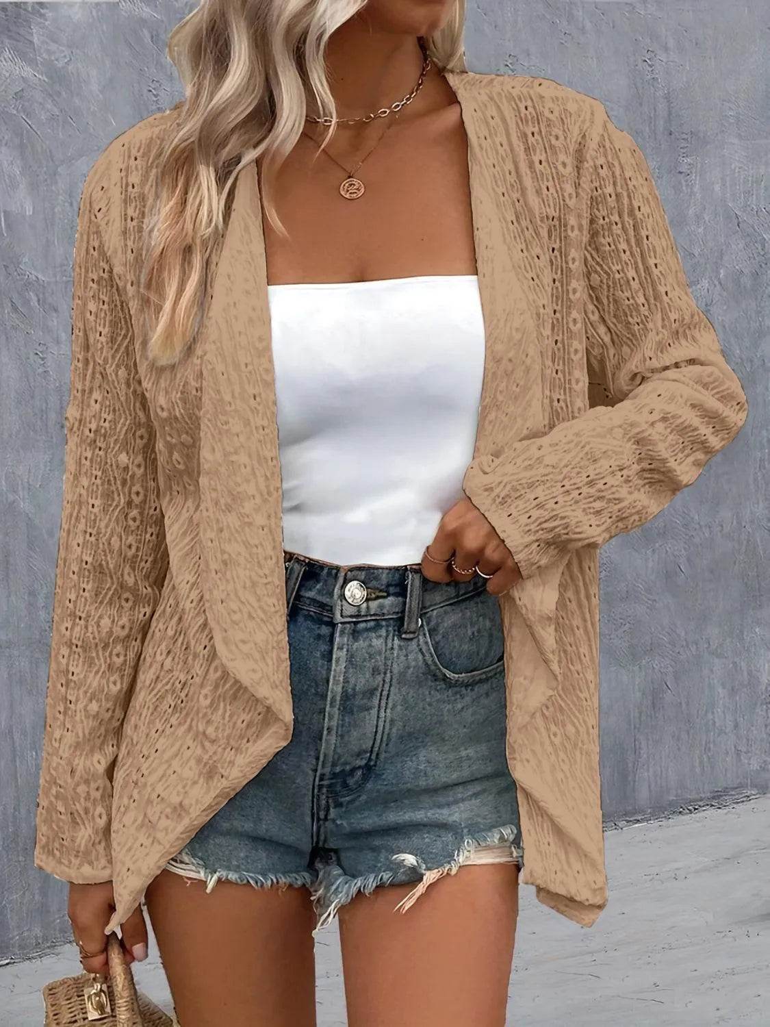 Bona Fide Fashion - Roll-Tab Sleeve Cardigan - Women Fashion - Bona Fide Fashion