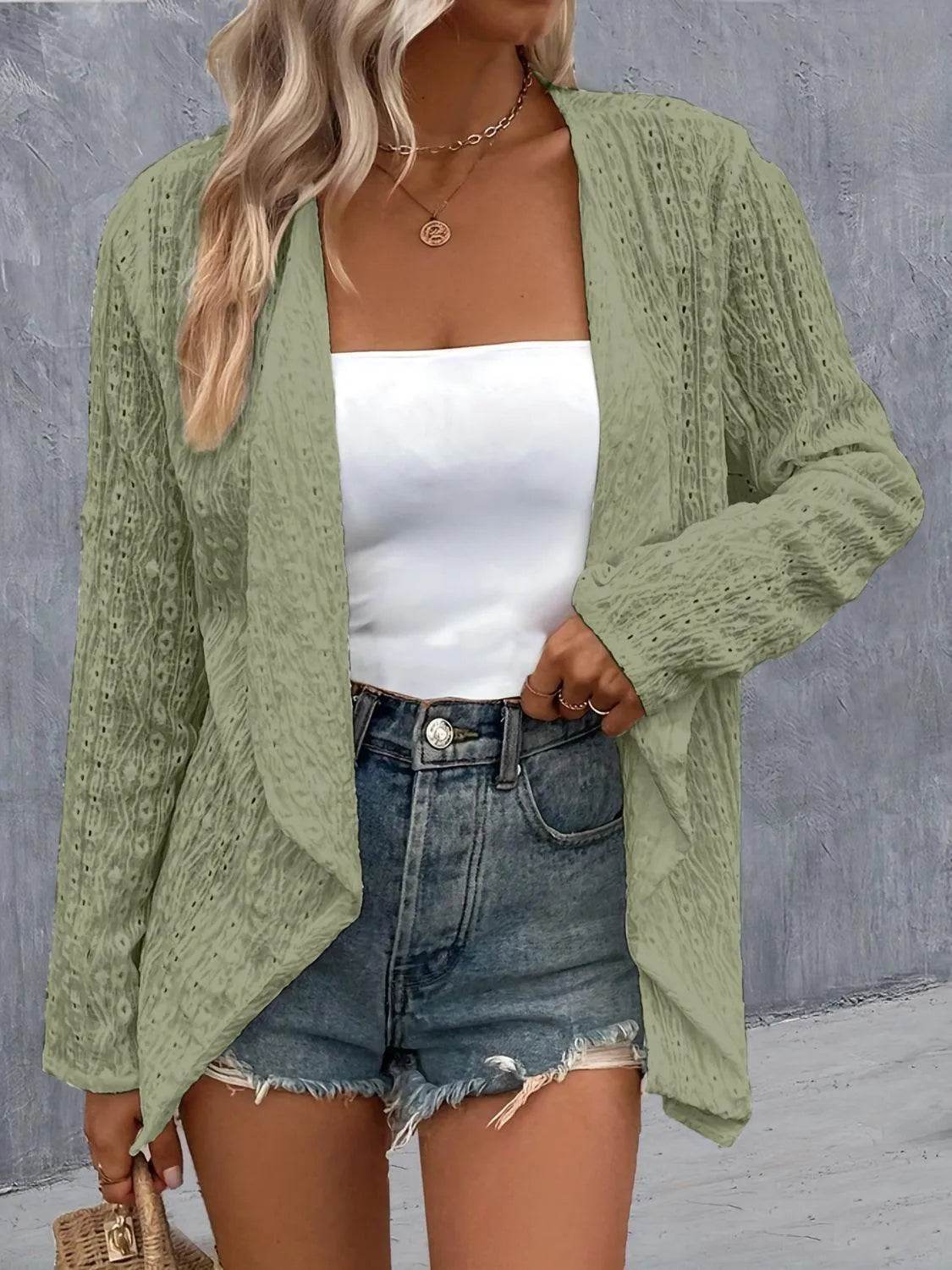 Bona Fide Fashion - Roll-Tab Sleeve Cardigan - Women Fashion - Bona Fide Fashion