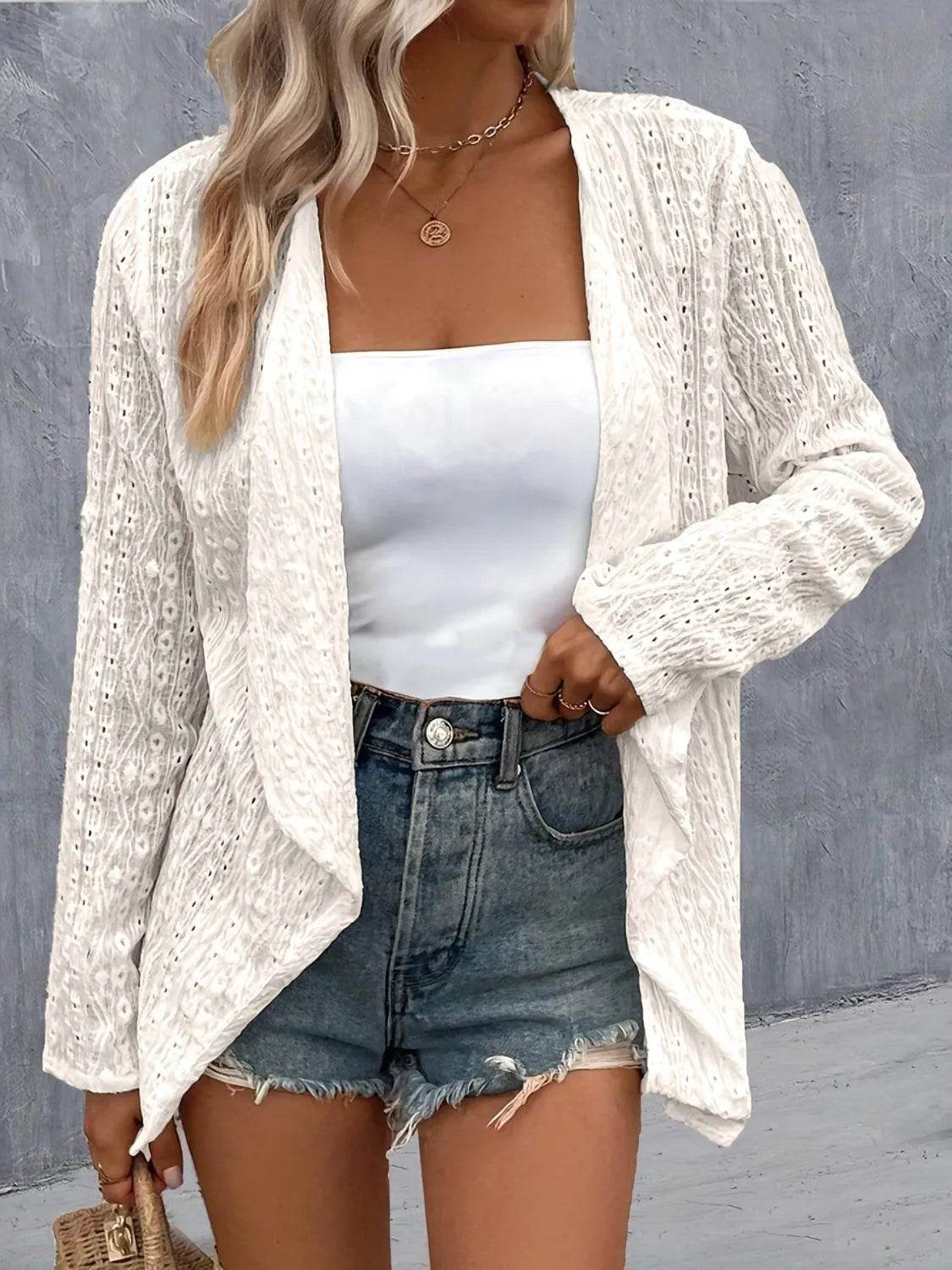 Bona Fide Fashion - Roll-Tab Sleeve Cardigan - Women Fashion - Bona Fide Fashion