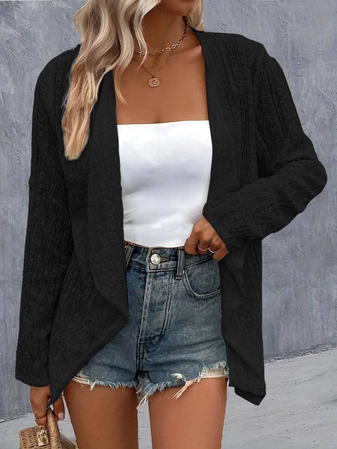 Bona Fide Fashion - Roll-Tab Sleeve Cardigan - Women Fashion - Bona Fide Fashion