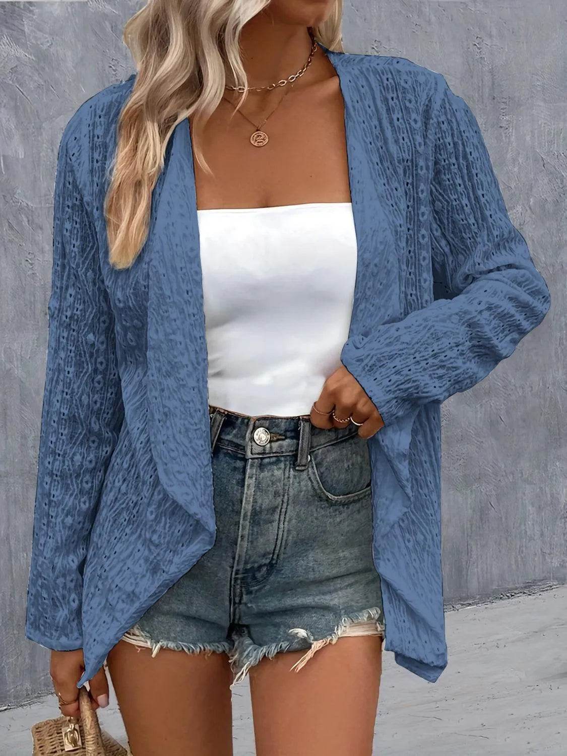 Bona Fide Fashion - Roll-Tab Sleeve Cardigan - Women Fashion - Bona Fide Fashion