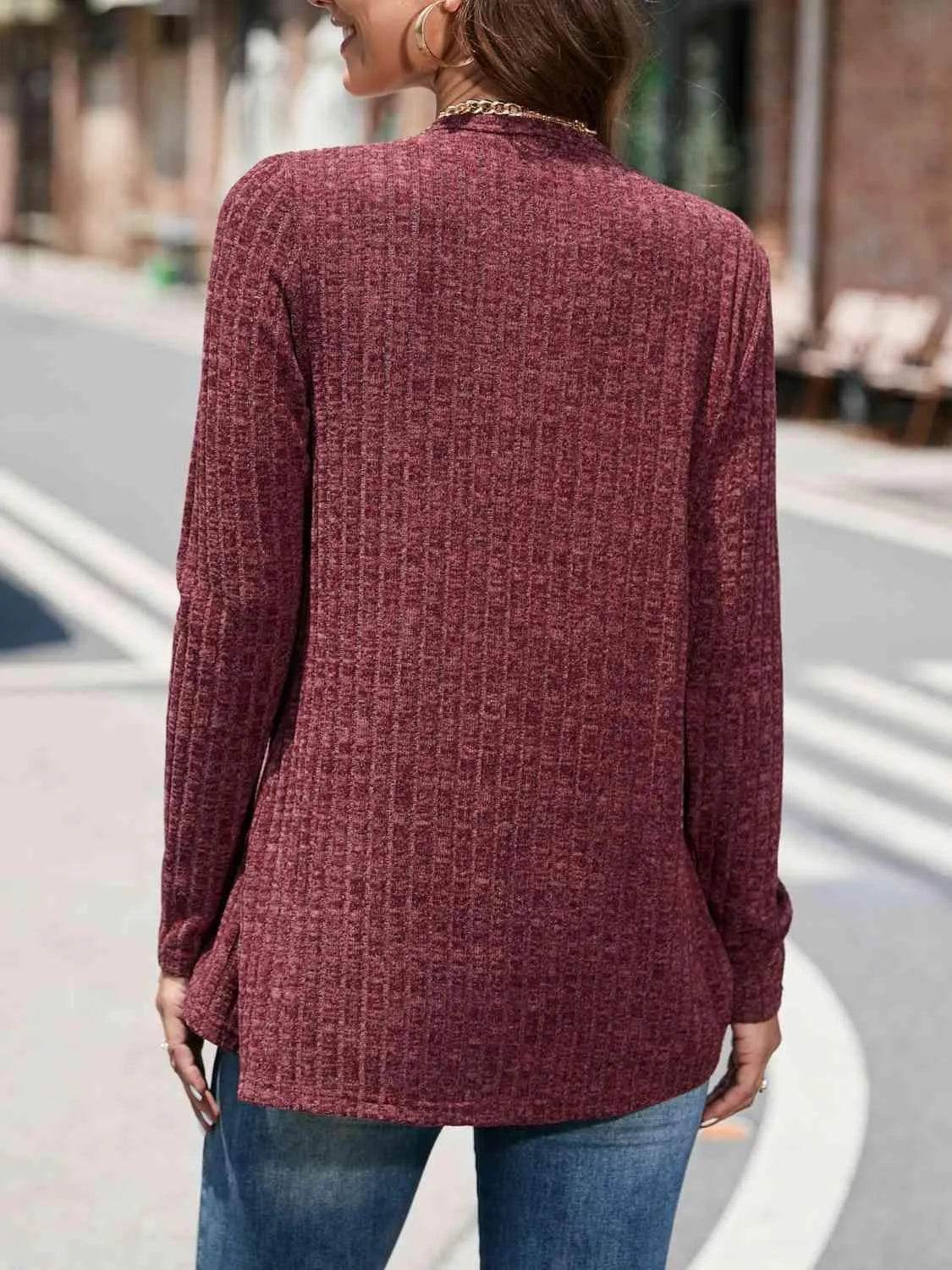 Bona Fide Fashion - Round Neck Long Sleeve Shirt - Women Fashion - Bona Fide Fashion
