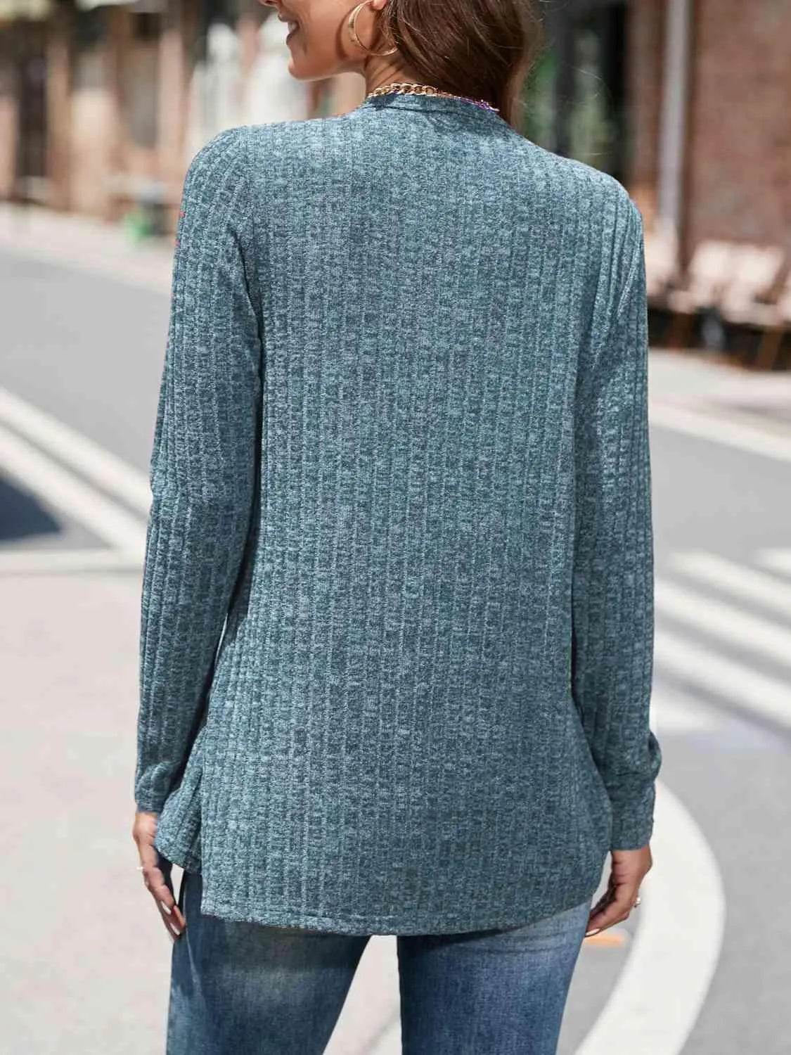 Bona Fide Fashion - Round Neck Long Sleeve Shirt - Women Fashion - Bona Fide Fashion