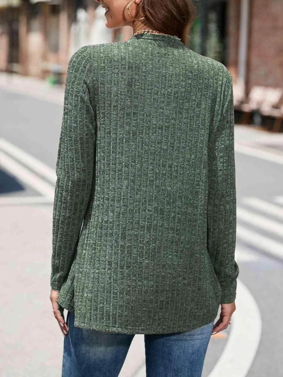 Bona Fide Fashion - Round Neck Long Sleeve Shirt - Women Fashion - Bona Fide Fashion