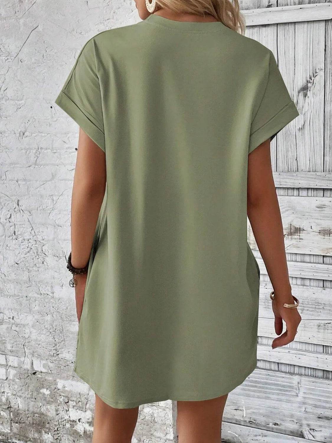 Bona Fide Fashion - Round Neck Short Sleeve Mini Dress - Women Fashion - Bona Fide Fashion