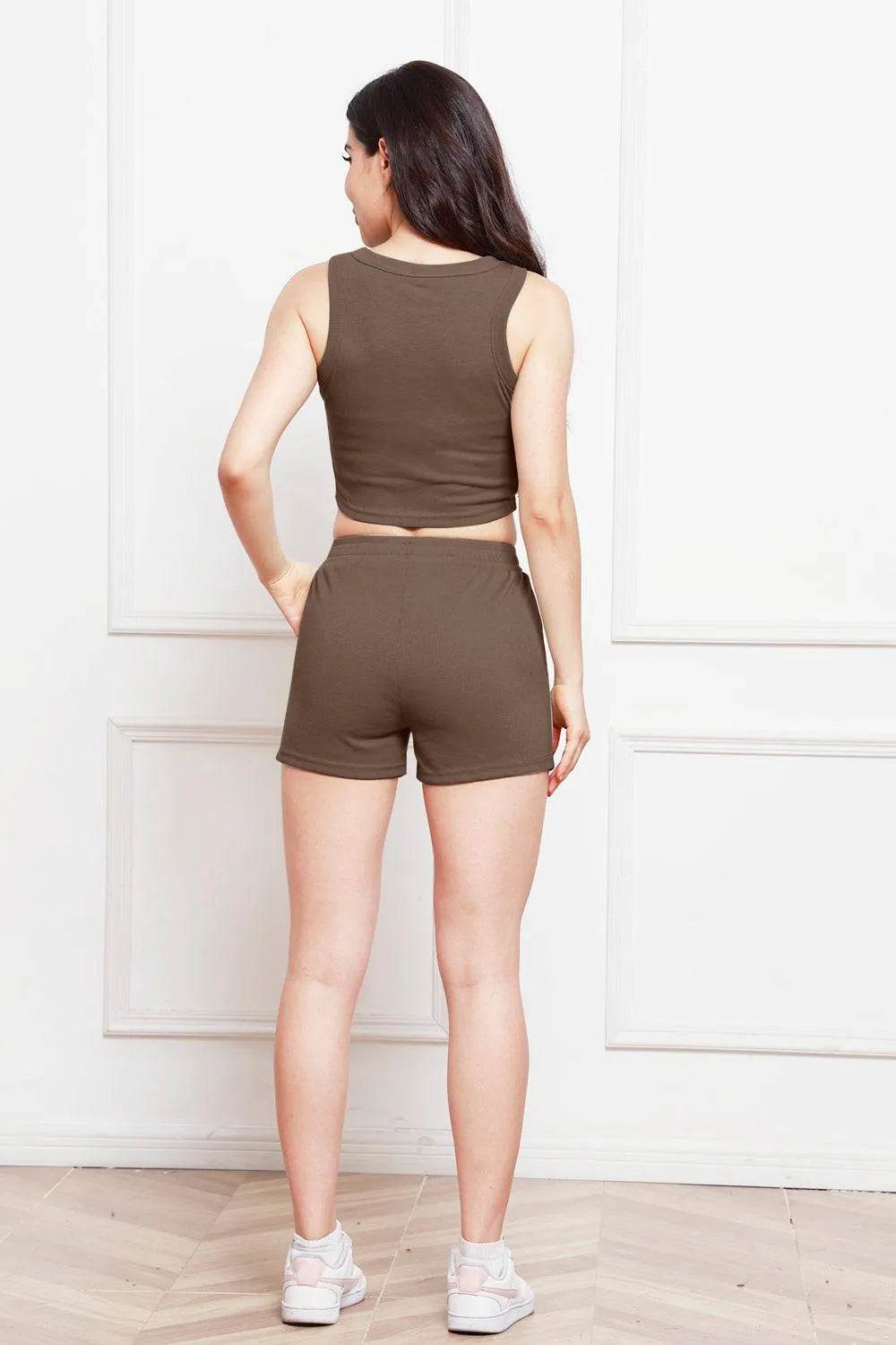 Bona Fide Fashion - Round Neck Tank and Drawstring Shorts Set - Women Fashion - Bona Fide Fashion