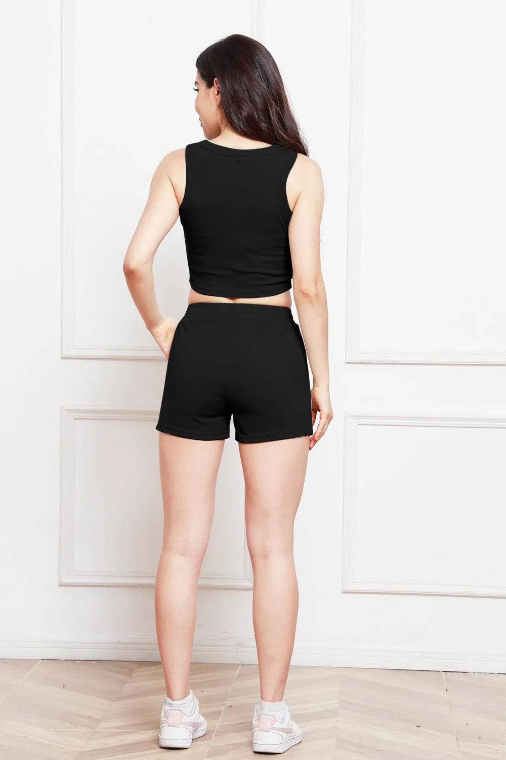 Bona Fide Fashion - Round Neck Tank and Drawstring Shorts Set - Women Fashion - Bona Fide Fashion