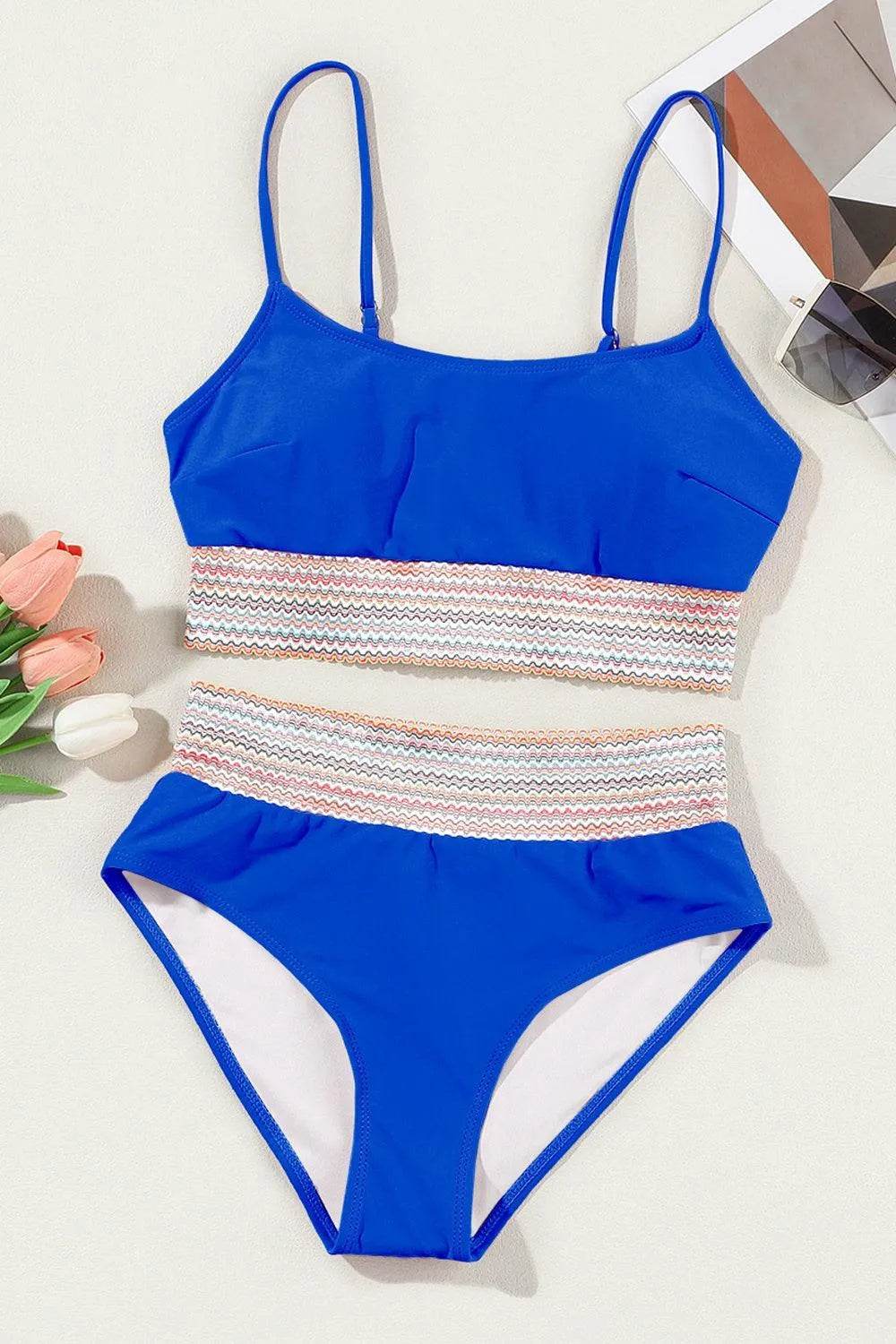 Bona Fide Fashion - Scoop Neck Spaghetti Strap Bikini Set - Women Fashion - Bona Fide Fashion