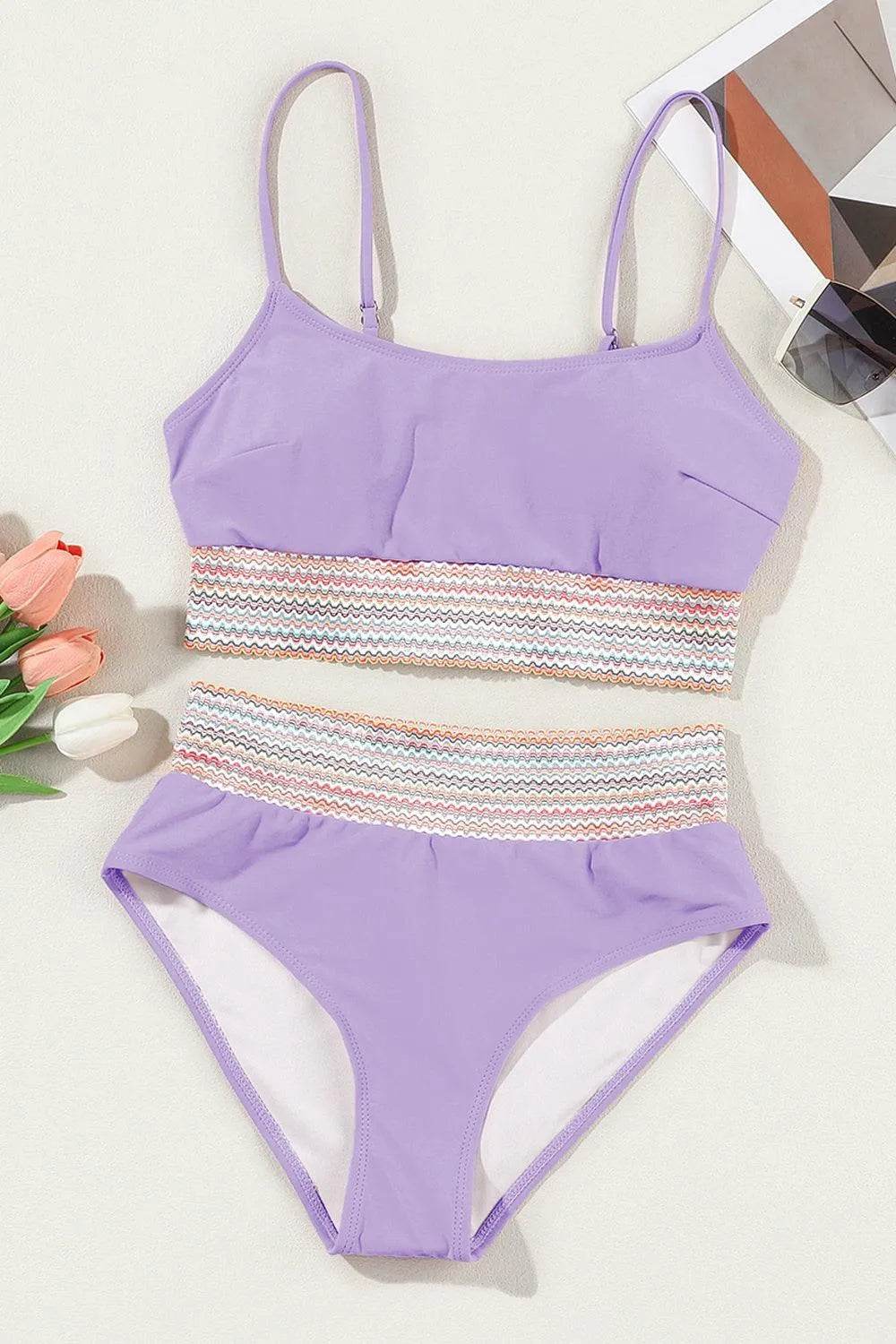 Bona Fide Fashion - Scoop Neck Spaghetti Strap Bikini Set - Women Fashion - Bona Fide Fashion