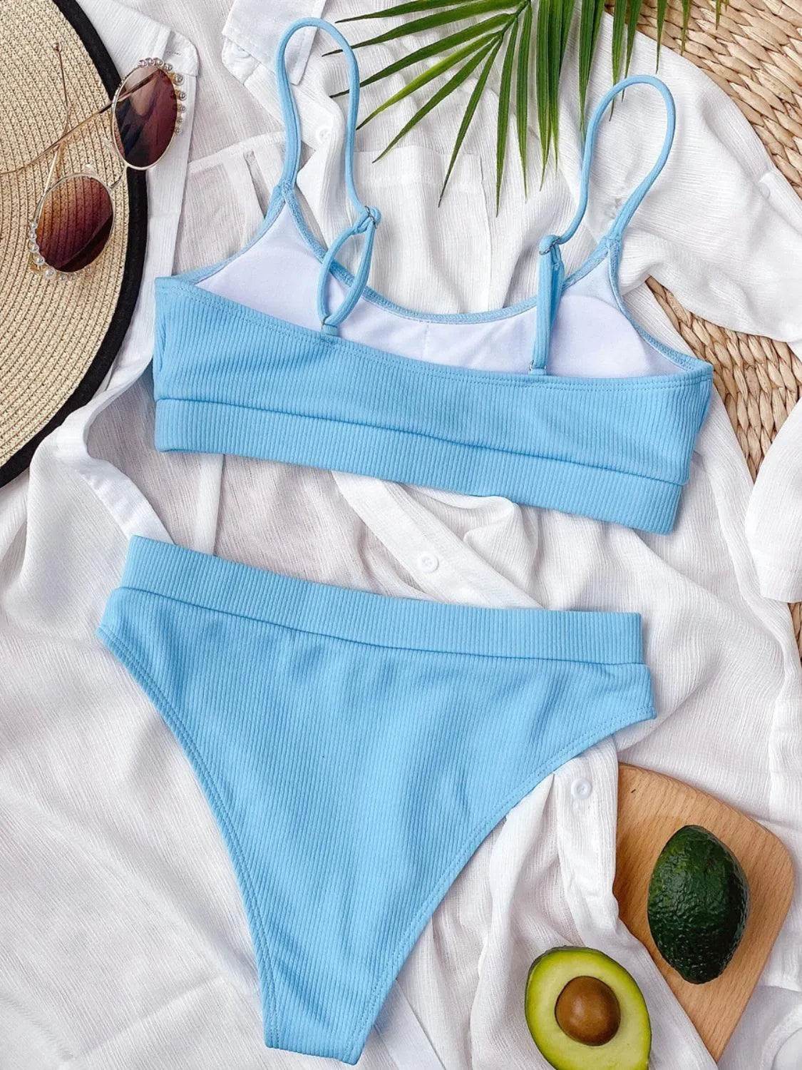Bona Fide Fashion - Scoop Neck Spaghetti Strap Two-Piece Swim Set - Women Fashion - Bona Fide Fashion
