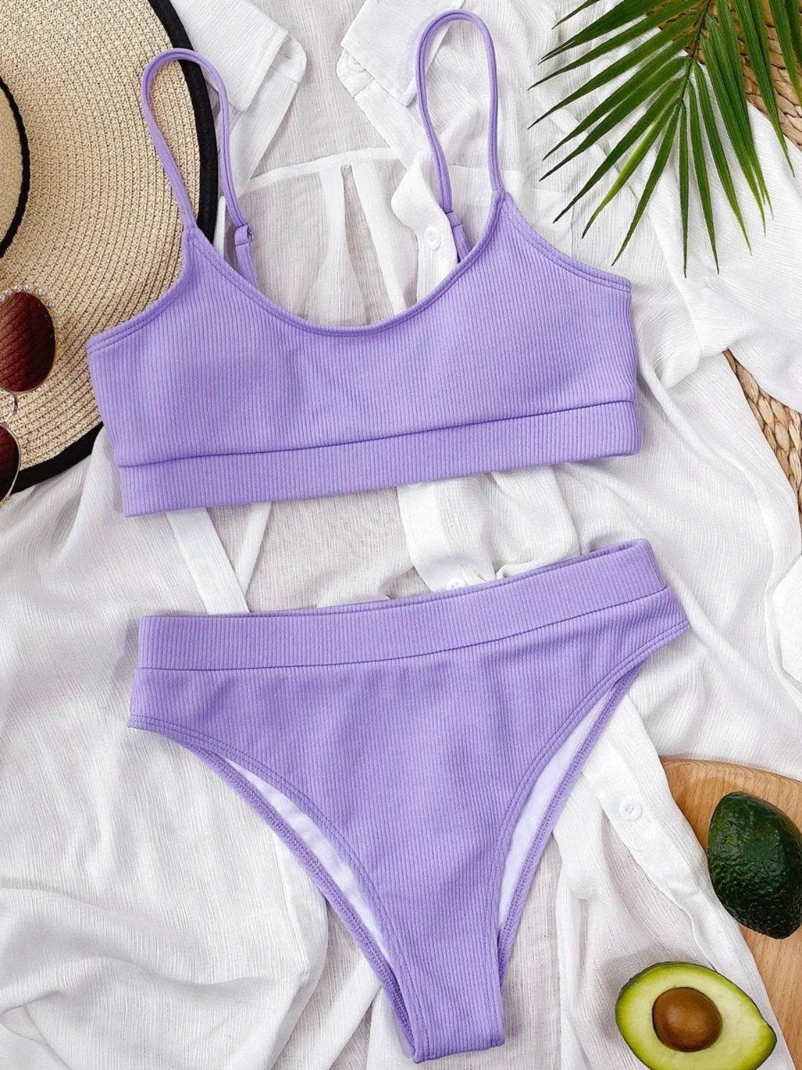 Bona Fide Fashion - Scoop Neck Spaghetti Strap Two-Piece Swim Set - Women Fashion - Bona Fide Fashion