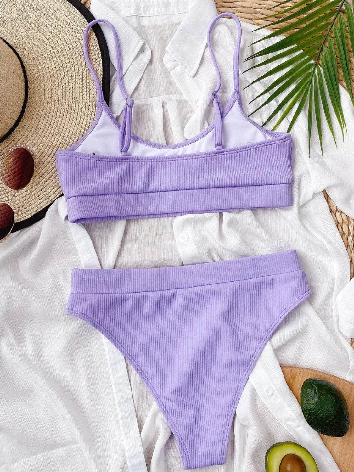 Bona Fide Fashion - Scoop Neck Spaghetti Strap Two-Piece Swim Set - Women Fashion - Bona Fide Fashion