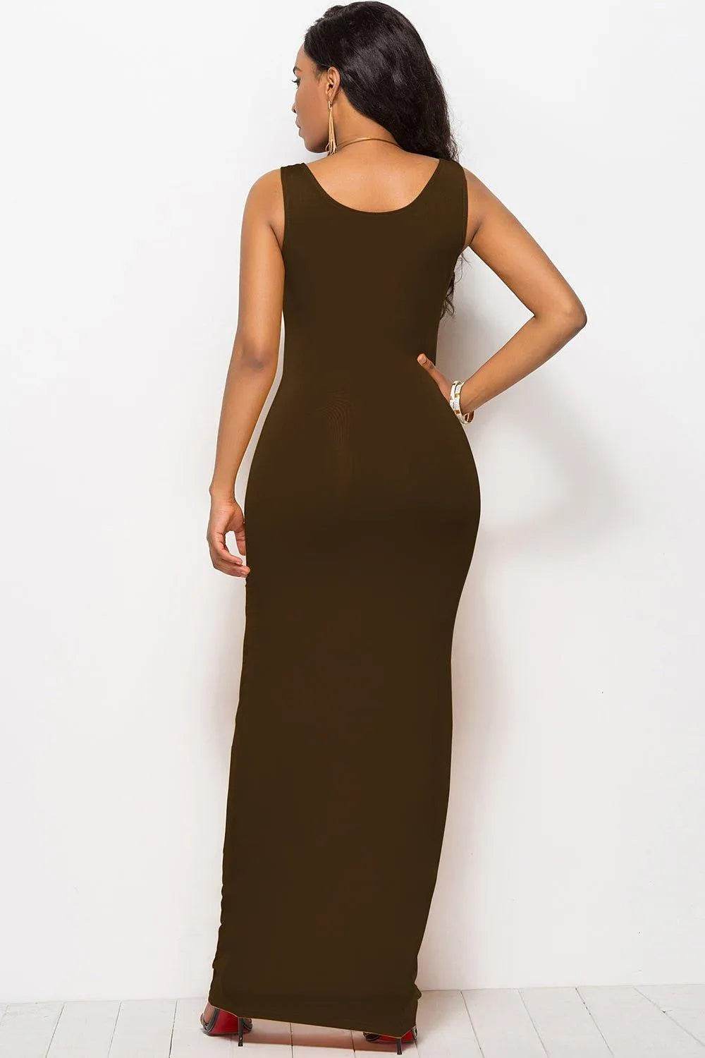 Bona Fide Fashion - Scoop Neck Wide Strap Maxi Dress - Women Fashion - Bona Fide Fashion