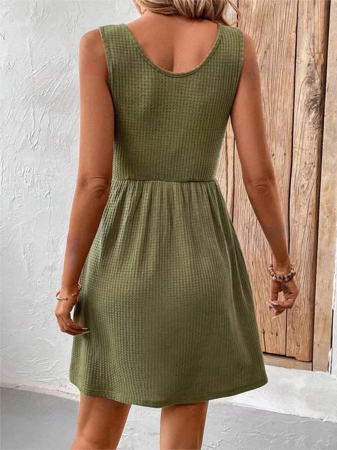 Bona Fide Fashion - Scoop Neck Wide Strap Mini Tank Dress - Women Fashion - Bona Fide Fashion