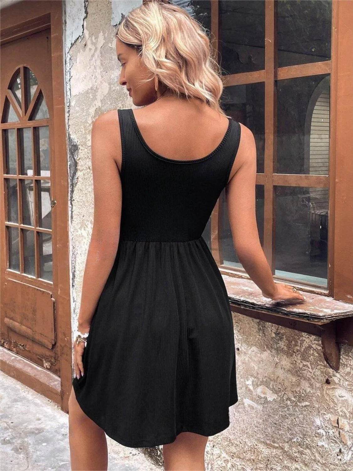 Bona Fide Fashion - Scoop Neck Wide Strap Mini Tank Dress - Women Fashion - Bona Fide Fashion