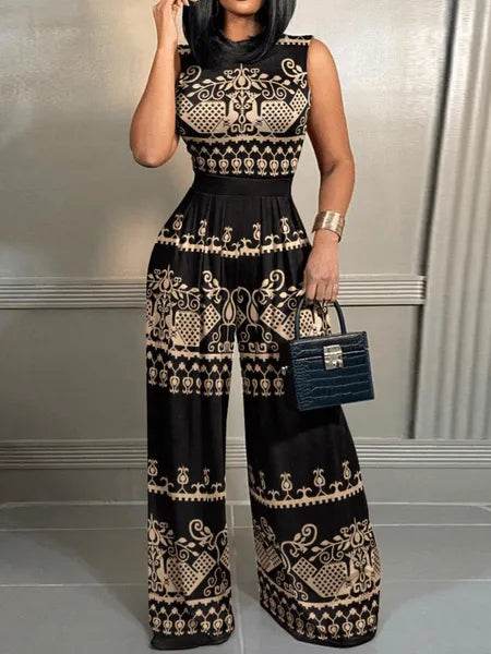 Bona Fide Fashion - Slim-Fit Printed Sleeveless Jumpsuit - Women Fashion HWFUPFDW6E - Bona Fide Fashion