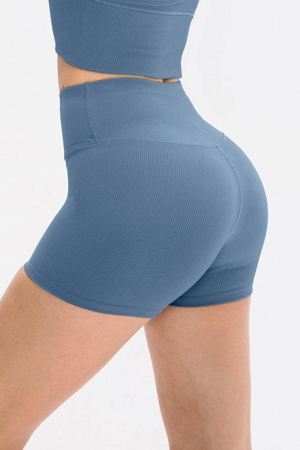 Bona Fide Fashion - Slim Fit Wide Waistband Sports Shorts - Women Fashion - Bona Fide Fashion