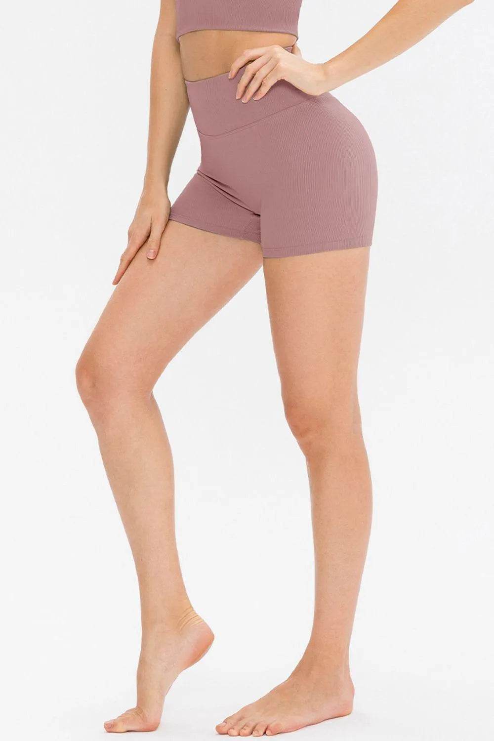 Bona Fide Fashion - Slim Fit Wide Waistband Sports Shorts - Women Fashion - Bona Fide Fashion