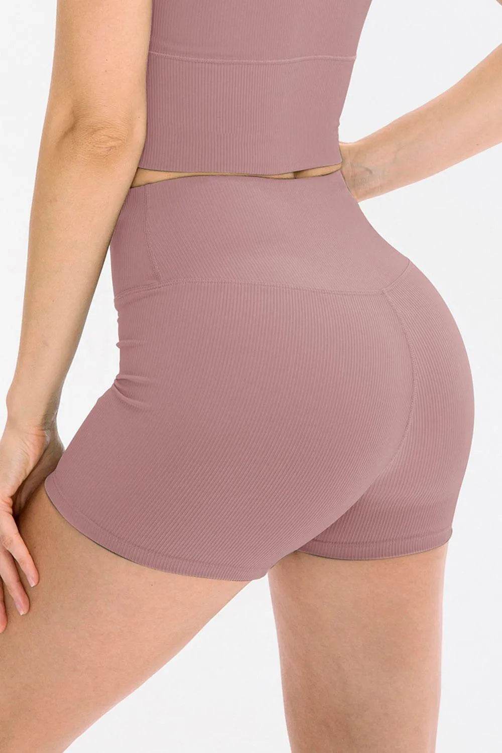 Bona Fide Fashion - Slim Fit Wide Waistband Sports Shorts - Women Fashion - Bona Fide Fashion