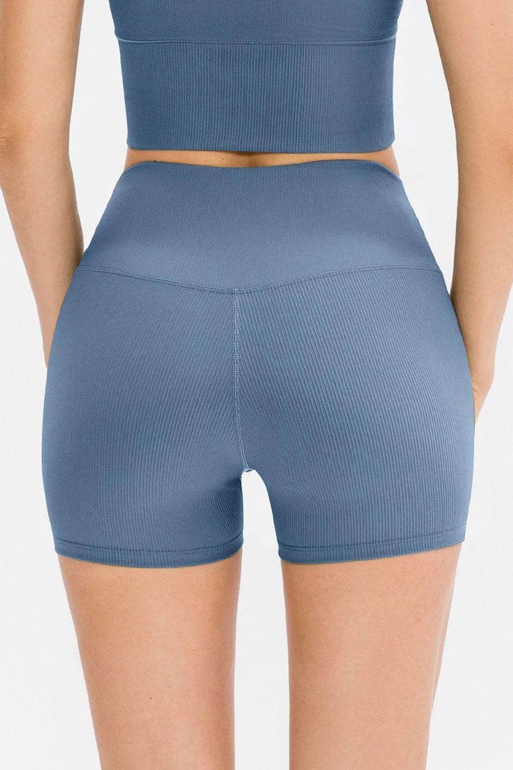 Bona Fide Fashion - Slim Fit Wide Waistband Sports Shorts - Women Fashion - Bona Fide Fashion