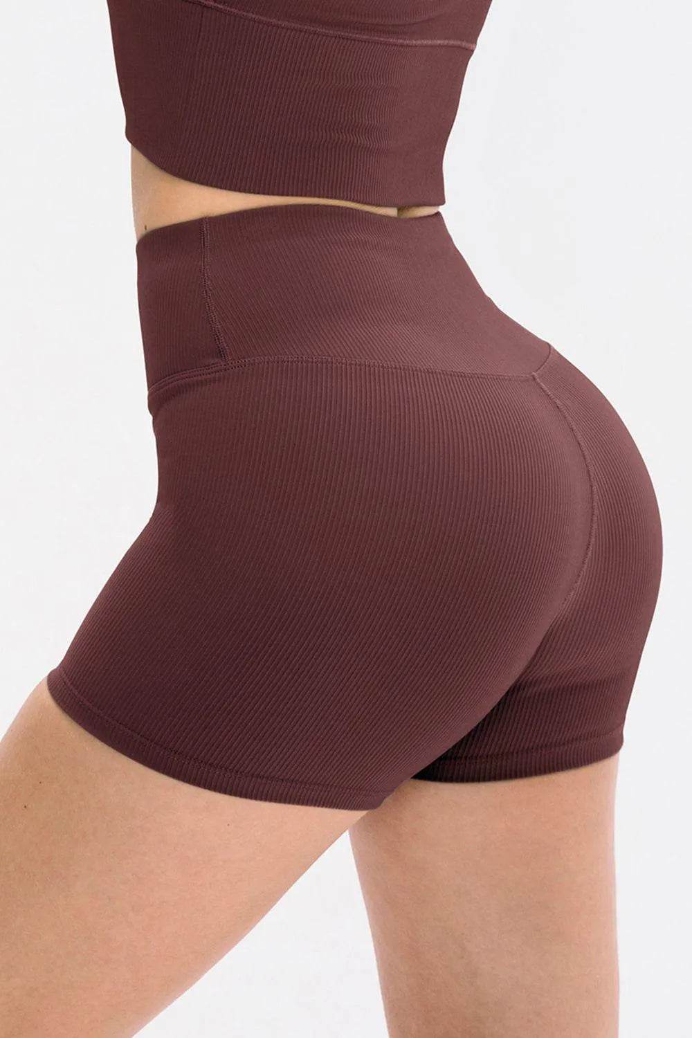 Bona Fide Fashion - Slim Fit Wide Waistband Sports Shorts - Women Fashion - Bona Fide Fashion