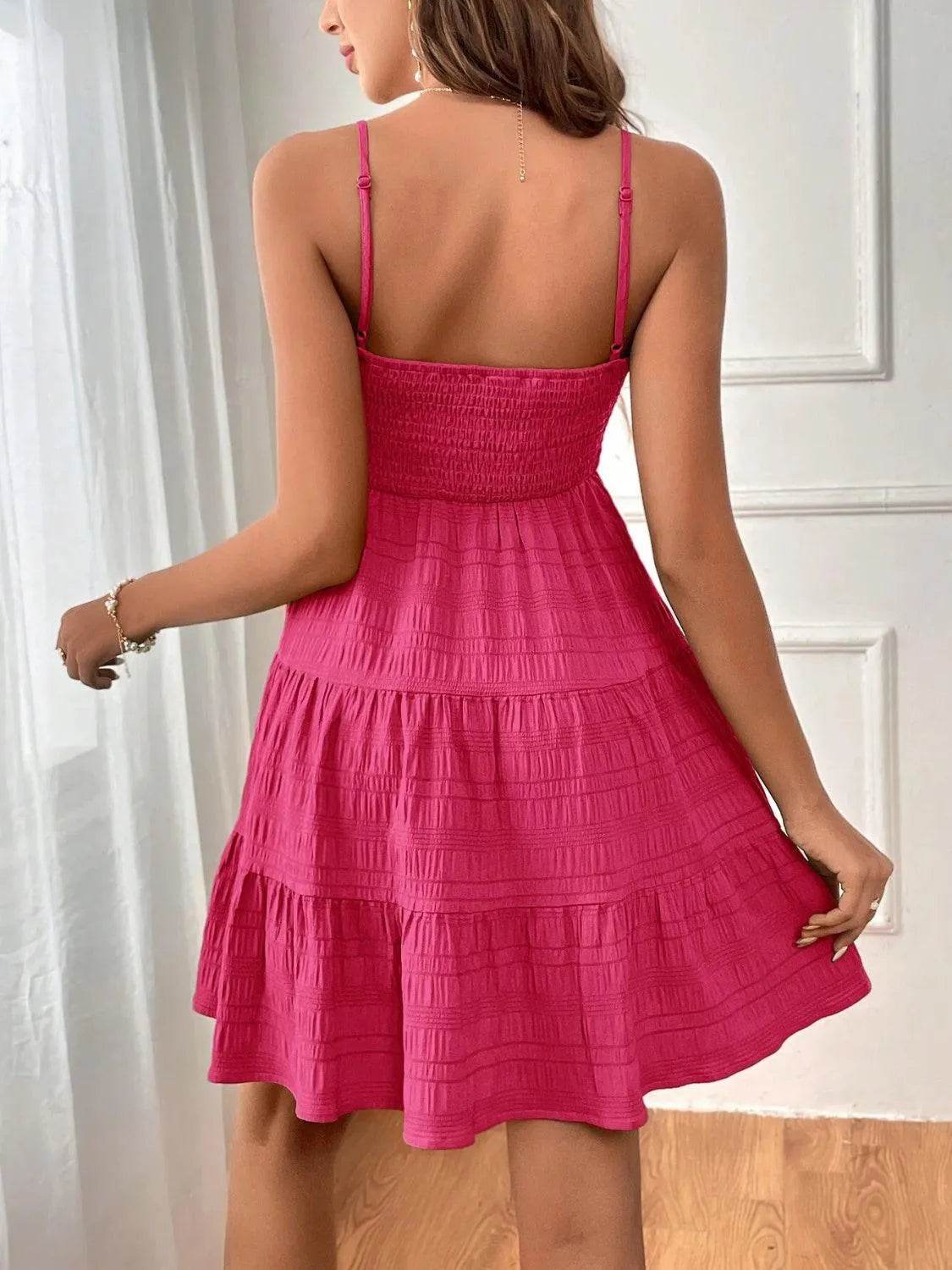 Bona Fide Fashion - Smocked Tiered Sleeveless Mini Dress - Women Fashion - Bona Fide Fashion
